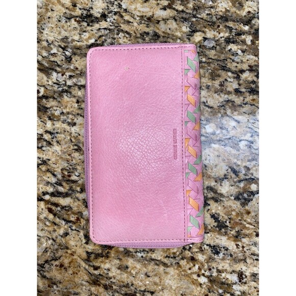 WOVEN Rolf’s Genuine LEATHER PINK WALLET Organizer 10 Card Holder Slots NEW TAGS - Picture 2 of 5
